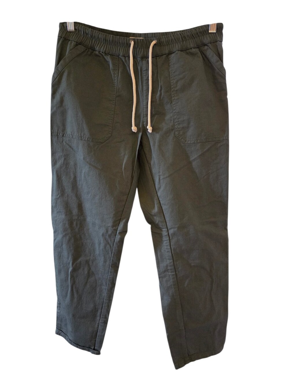 PACT Organic Cotton Woven Twill Roll Up Pants Pockets Gray/ Blue Size L